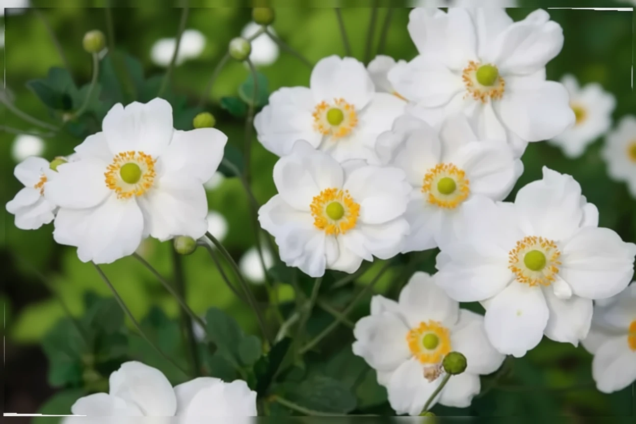 Анемона гібридна Онорін Жобер / Anemone x hybrida Honorine Jobert