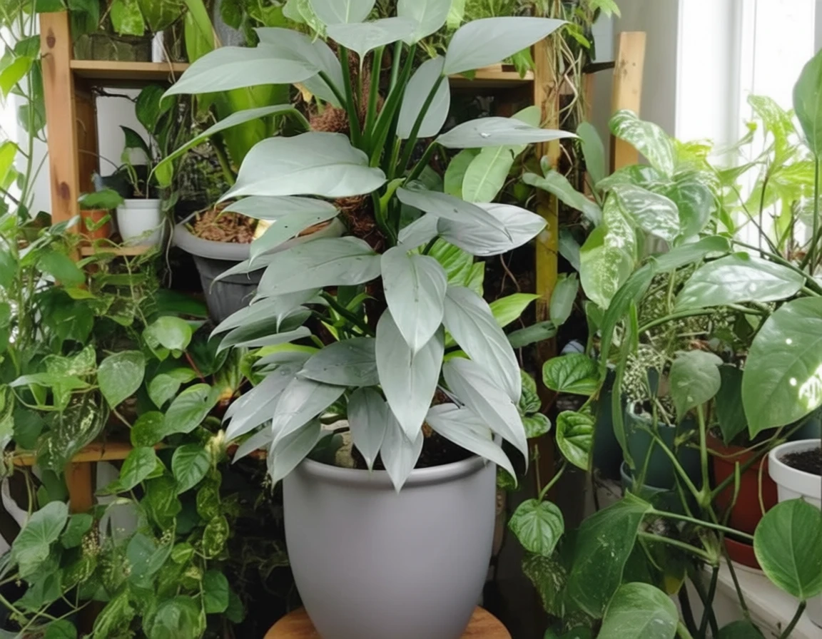 Філодендрон хастатум Сільвер Сворд / Philodendron hastatum Silver Sword