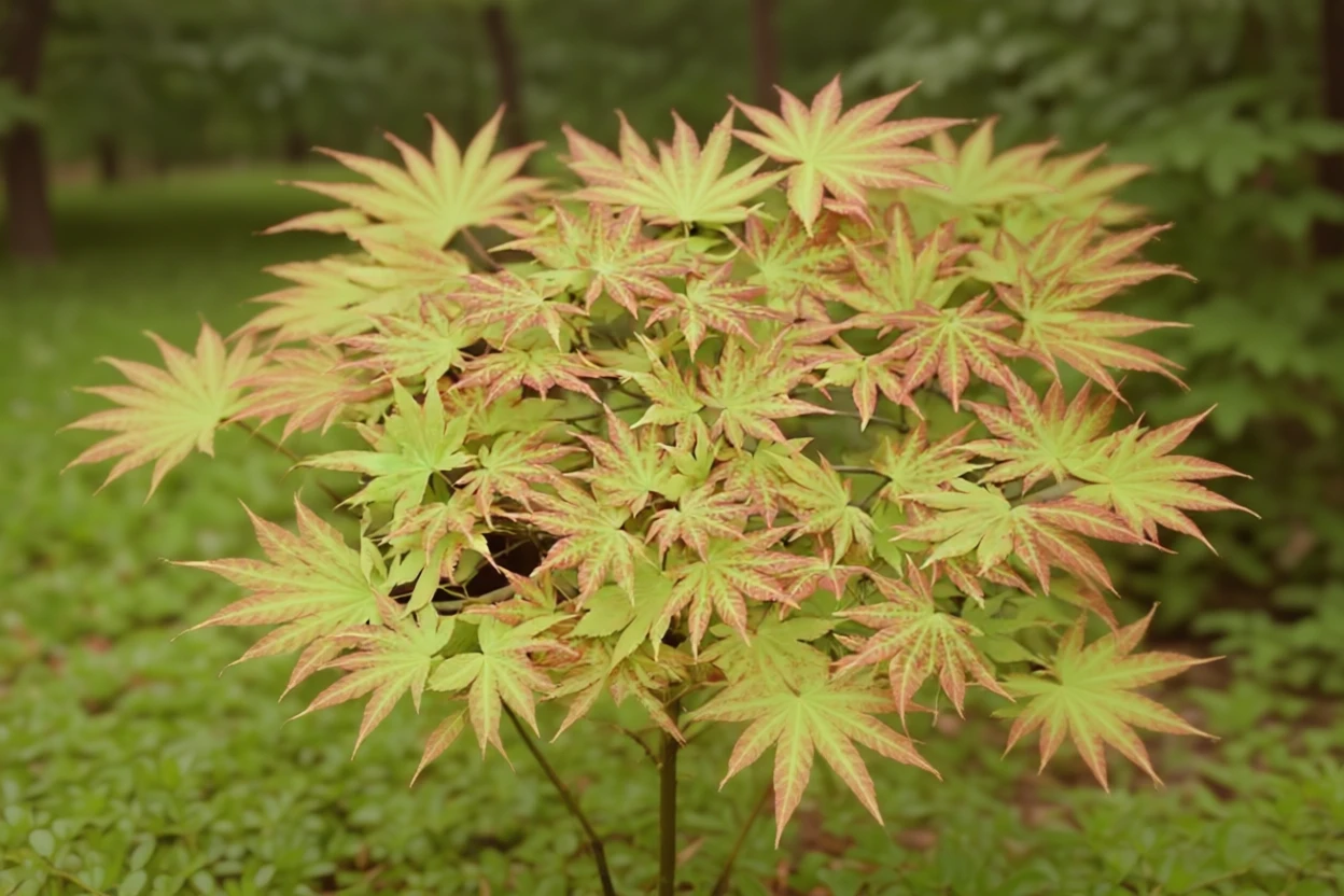 Клен Шірасави Отем Мун / Acer shirasawanum Autumn Moon