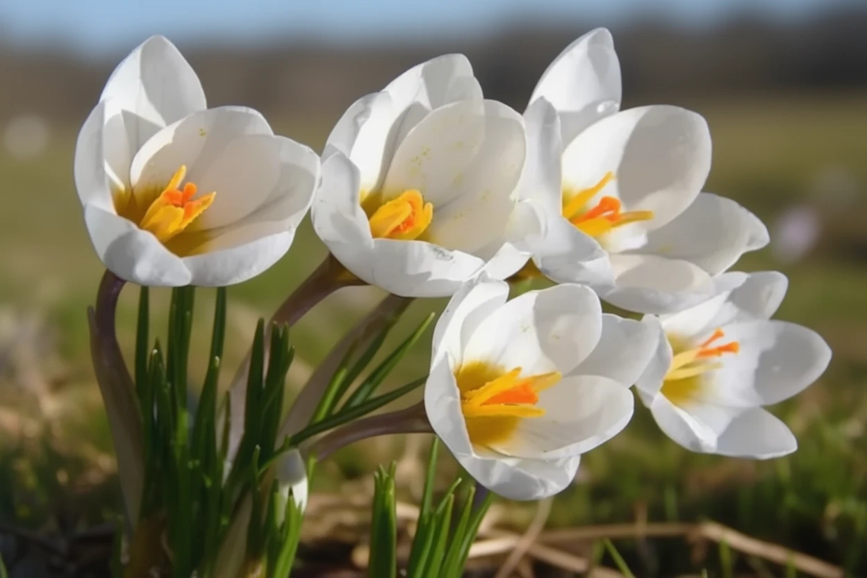 Крокус золотистий Сноу Бантінг / Crocus chrysanthus Snow Bunting