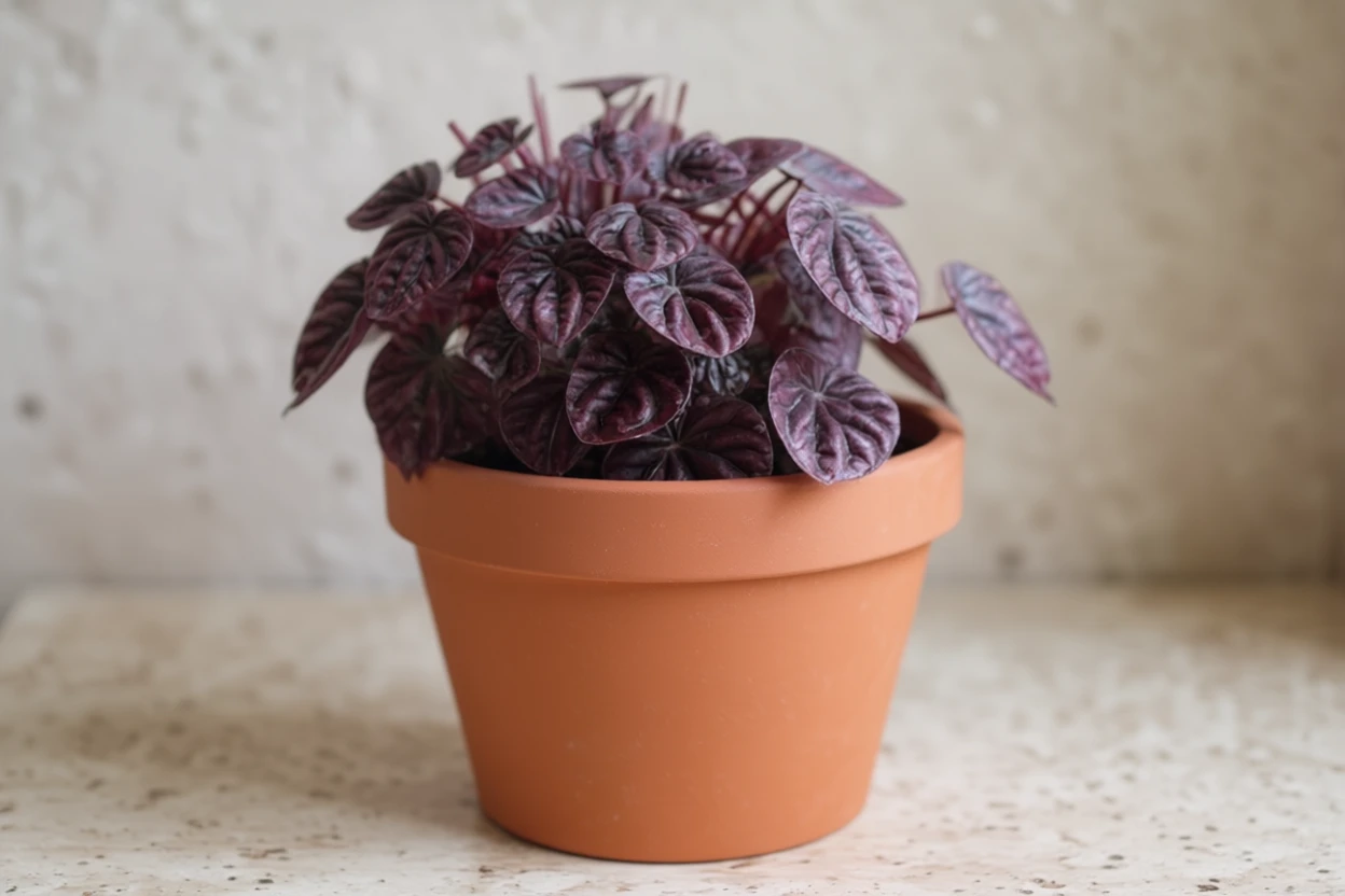 Пеперомія зморщена Луна Ред / Peperomia caperata Luna Red