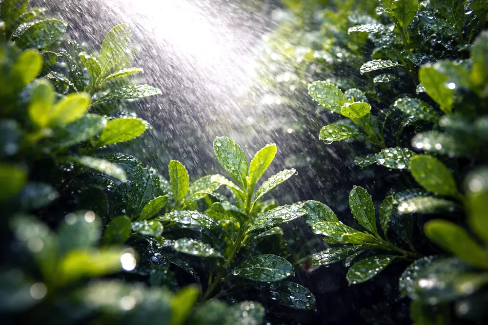 Промивання самшиту сильним струменем води, змивання гусені і павутиння з середини крони