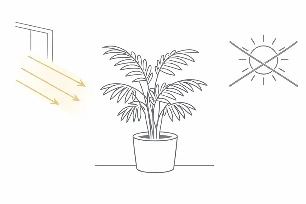 Хамедорея світло, куди поставити