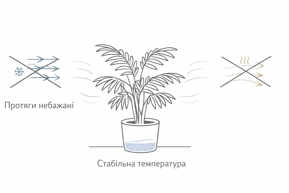 Хамедорея температура та протяги