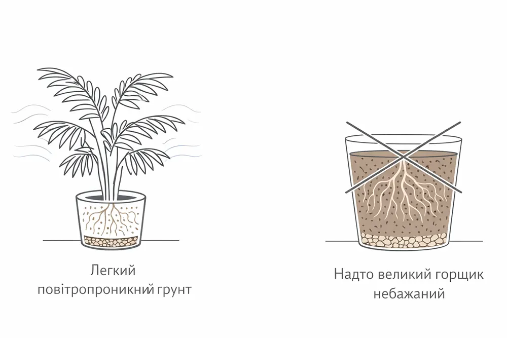 Хамедорея грунт та пересадка