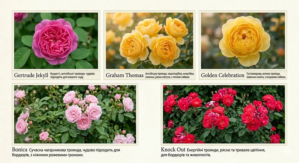 Популярні сорти кущових троянд у саду