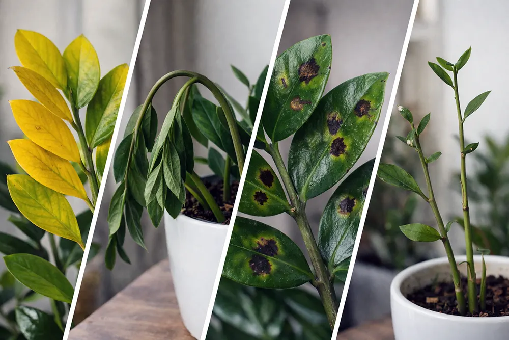 Замiокулькас догляд: проблеми з листям