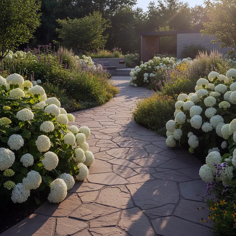 Білі гортензії в саду